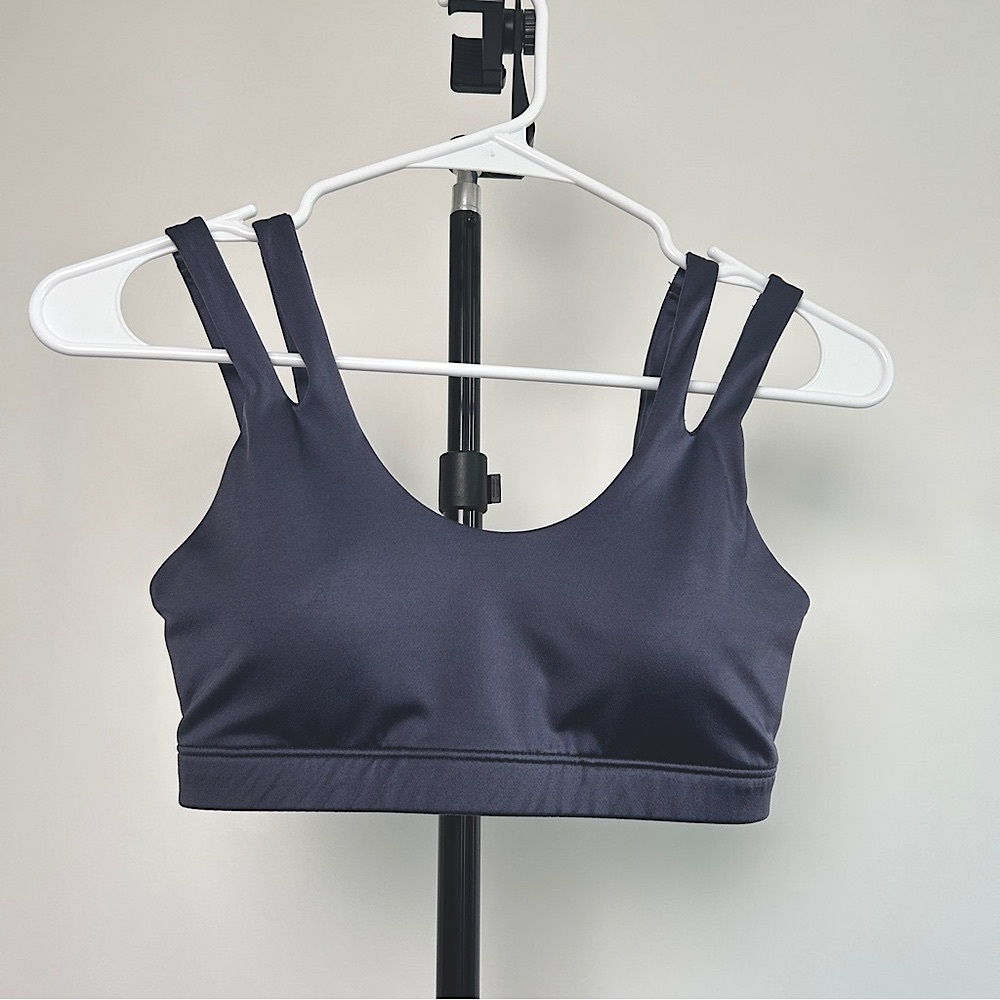 Nike women’s “Dri-Fit Indy Shine” sports bra, color navy blue, size S
